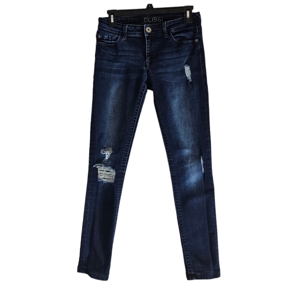 DL1961 Amanda Midrise Distressed Blue Jeans Size 26 Preowned - Picture 1 of 9